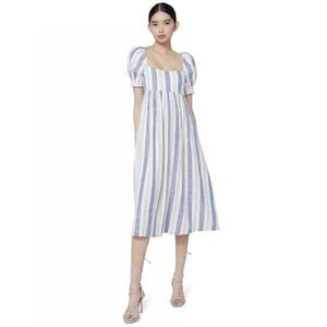 ALICE + OLIVIA BY STACEY BENDET Women’s 0 Bauery Puff Sleeved Striped Midi Dress